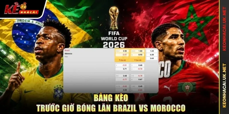Bảng kèo trước giờ bóng lăn Brazil vs Morocco